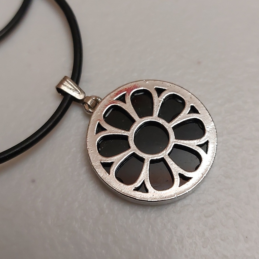 Intricate Symbolic Design Round Enameled Pendant Men's Necklace - Picture 3 of 4
